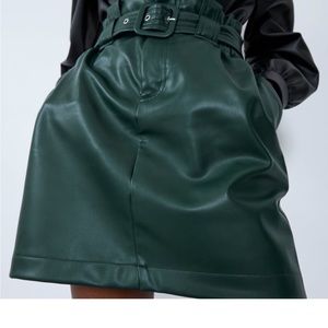 Zara Green Leather Mini with Belt